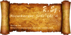 Rozenberger Szórád névjegykártya